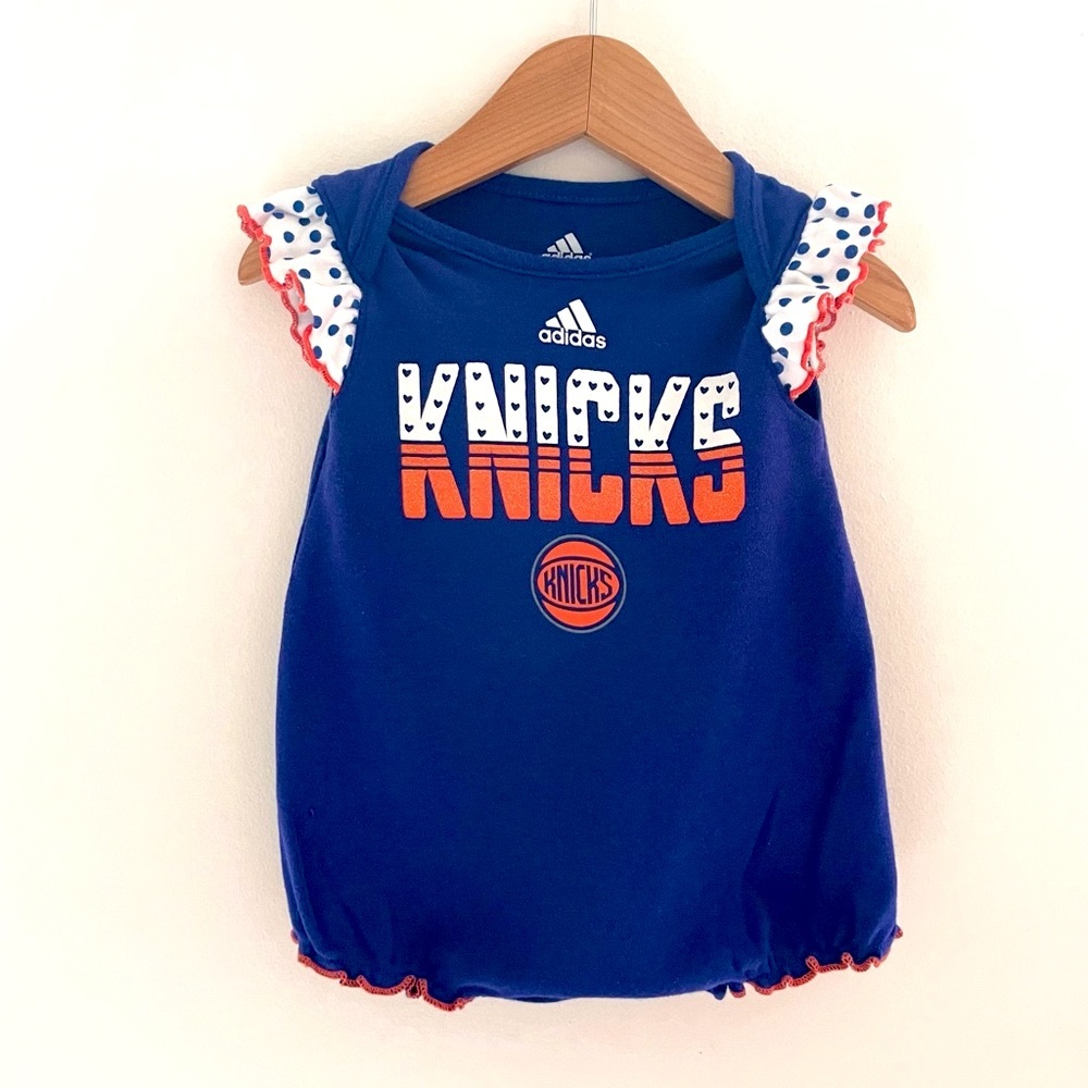 🏀 NY Knicks Cutest Summer Romper! Ruffle Polka Dot Sleeve, Lettuce Hem Cuffs